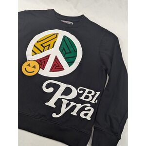 Black Pyramid Color Black Heavy Crew Neck Sweatshirt Peace Sign Vibe XL‎